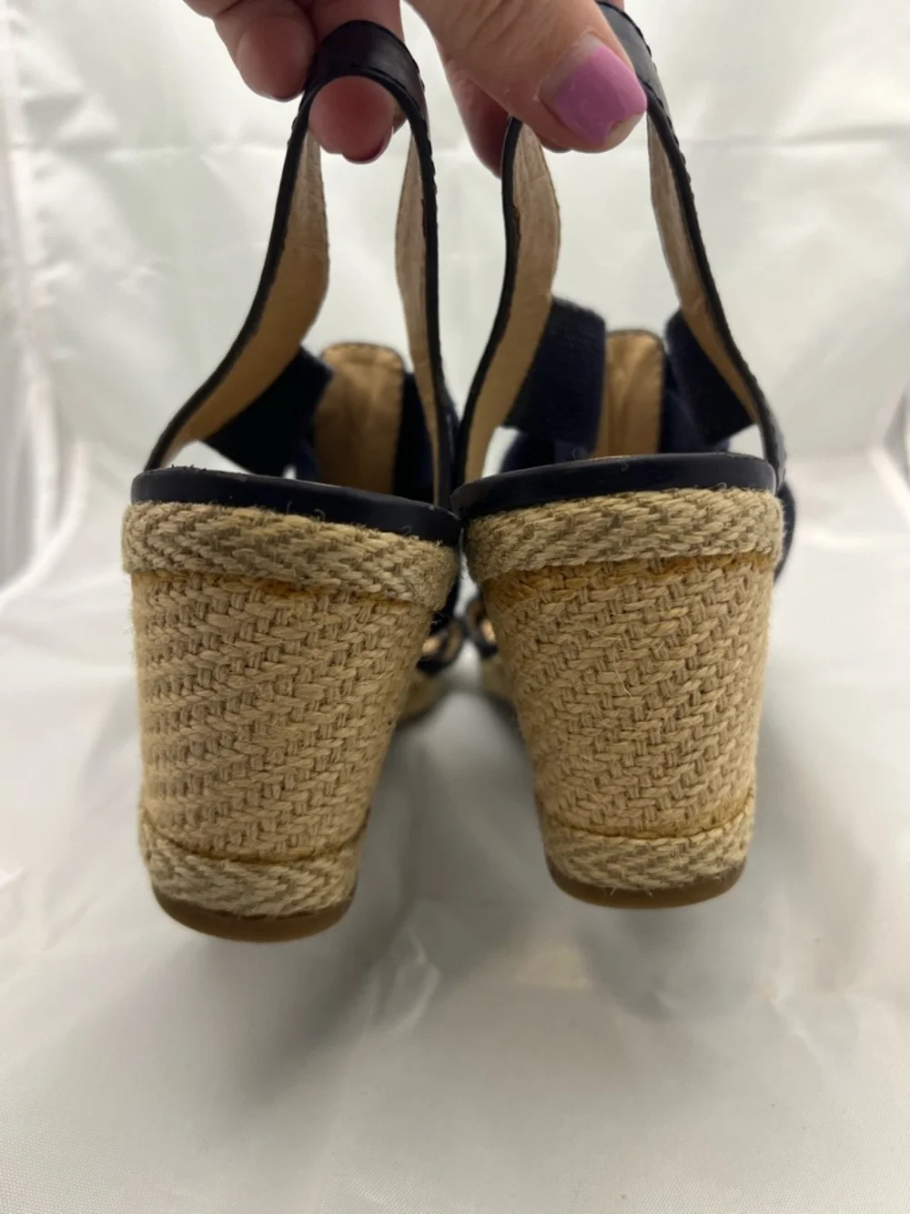 Lucky Brand Navy Slingback‎ Espadrille Wedge Sandals Size 9